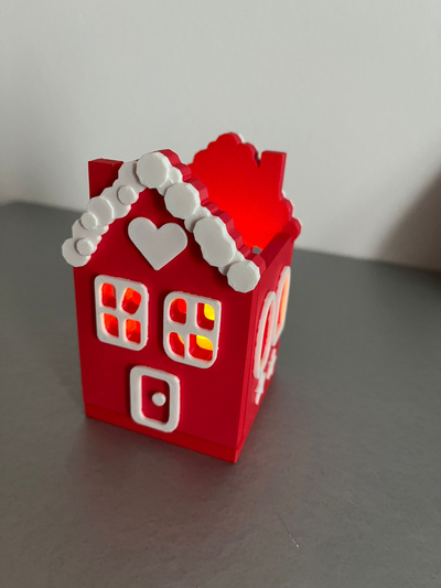 rojo pan jengibre casa led vela by prestar atención decoración navidad corazón ligero caja ligera luz palo plato 3d print model - Mito3D