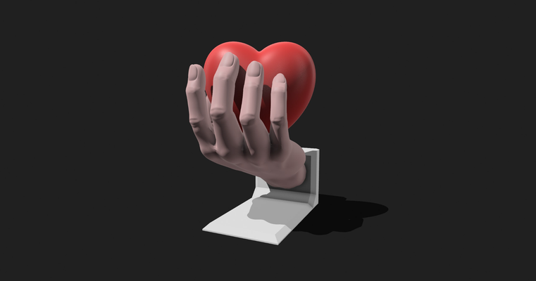 corazón in mano v2 by tiro suerte casa decoración amor estante soporte regalo día san valentín 3d print model - Mito3D
