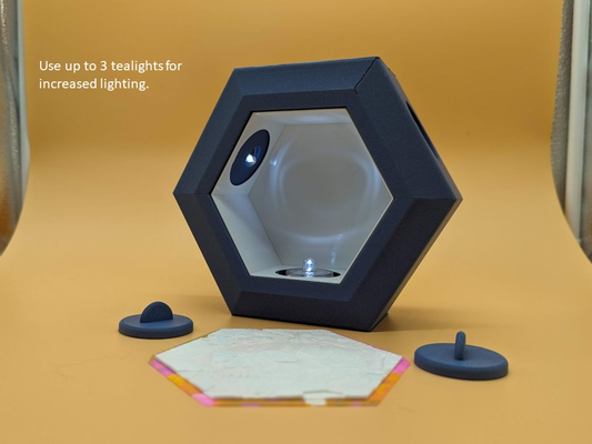 hexaphane display case by madmax3d household festivities lithophane led tealight light box 3d print model - Mito3D