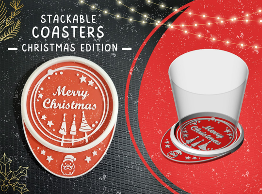 sc - stackable coasters santa by archiale household decor house party partyaccessories partydecor christmas 2023 art xmas bell xmasdecor xmasdecoration xmasdecorations coaster coasterholder customisable glass glasscoasters water drink drinkcoaster drinkcoasters drinkcoasterset set of friends family familyparty friendsparty organizer 3d print model - Mito3D