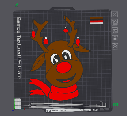 christmas deer by rockman art 2d 2023 deccoration deco decor decoration decorations 3d print model - Mito3D