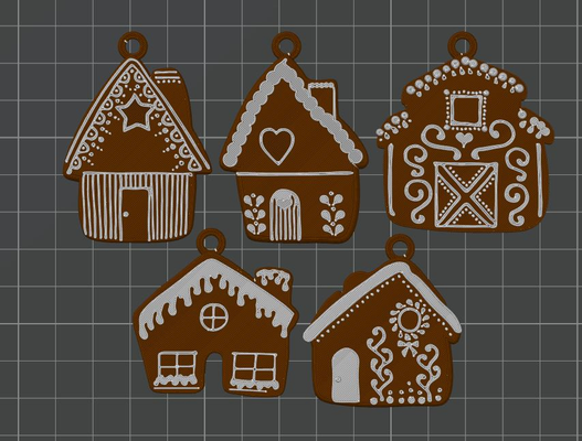 gingerbread house ornaments collection by team guapos household festivities lebkuchenhaus christmas tree ornament pendants 3d print model - Mito3D