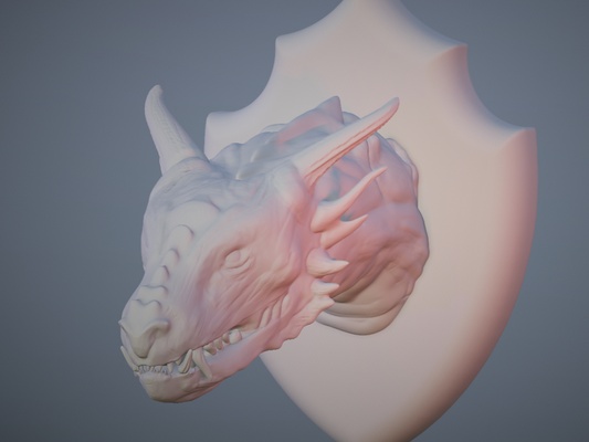 dragon head bust by plaground art models wallclock articulatedmodel 3d print model - Mito3D