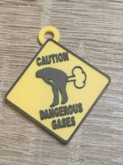 dangerous gases keychain by carlson art signs & logos sign key keychains keyring keyrings funny warning caution 3d print model - Mito3D