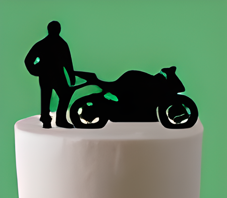 motocicletta torta cappello cilindro by g3dmaker arte segni loghi caketopper 3d print model - Mito3D