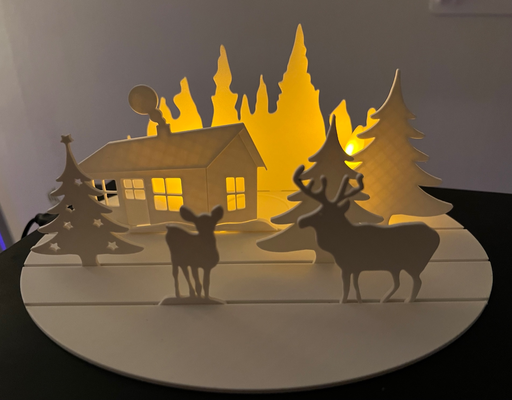 natale decorazione inverno at cabina elettrico tealight by xor 3dpr arte modelli winterland santa renna guidato luci led 3d print model - Mito3D