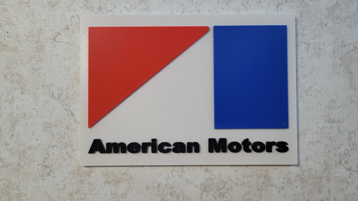 american motors logo wall plaque by nostalgicprints art signs & logos amc gremlin musclecar matador car 3d print model - Mito3D
