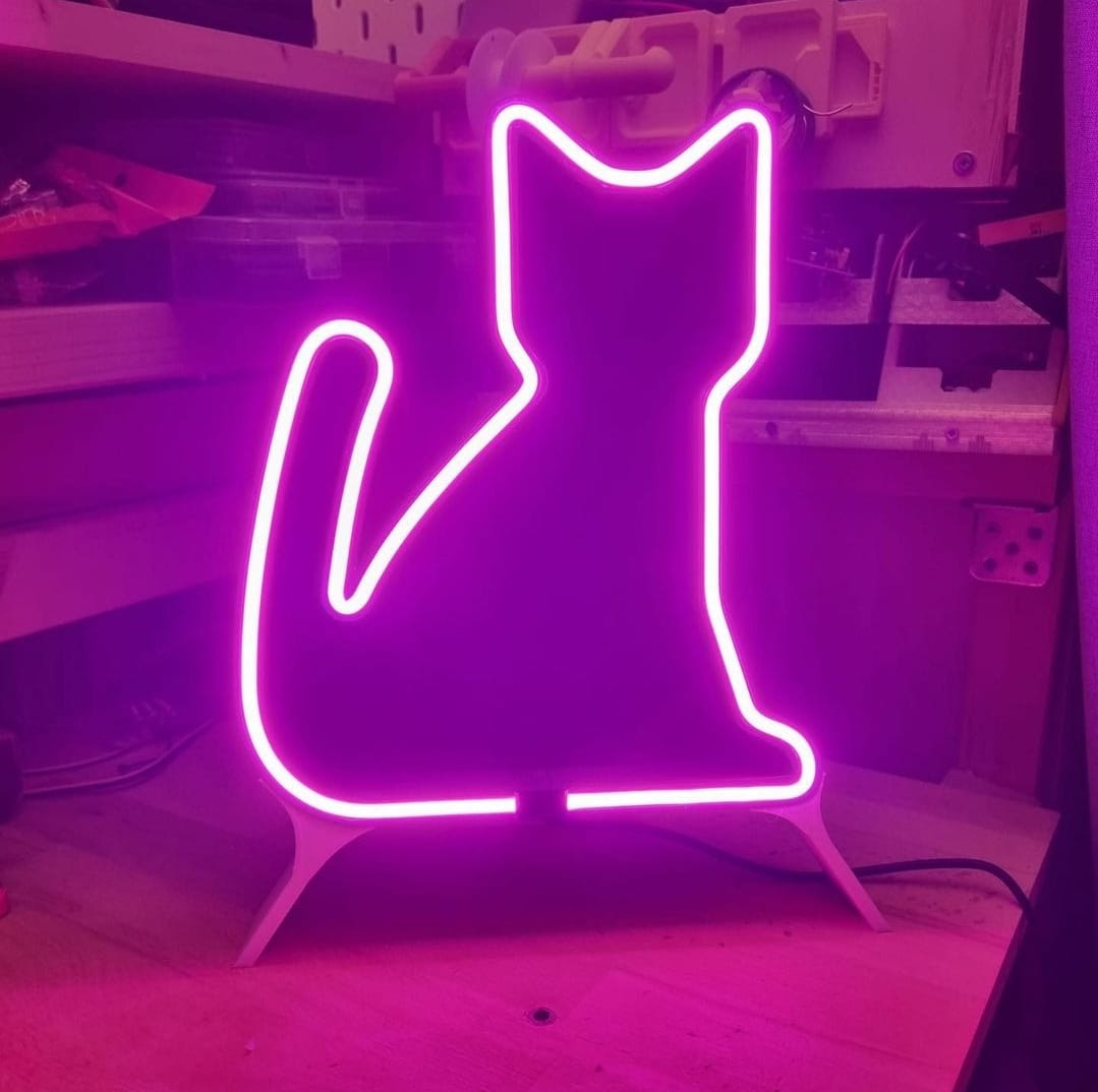 néon gato luminária by simi casa decoração luz lamparino lâmpada amantes gatos faça 3dprint 3dprintable 3D print model - Mito3D