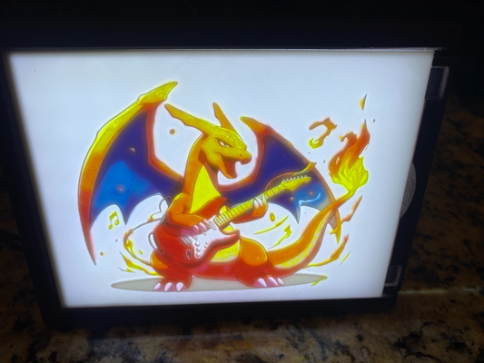 guitarizard - charizard pokemon playing guitar lithophane by cozmogeek toys & games characters electric music charmander 3d print model - Mito3D