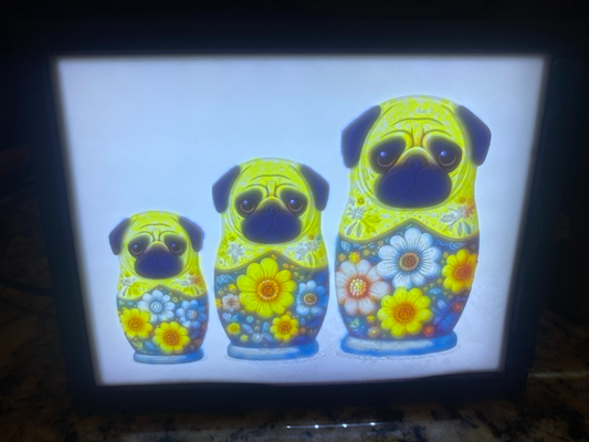 doguillo anidando muñecas litofano by cosmogek arte 2d pugs muñeca matryoshka perros 3d print model - Mito3D