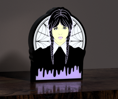 wednesday addams led lightbox by mfdesigns3d art signs & logos light box 3d print model - Mito3D