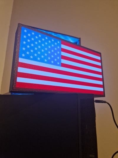 amerikanisch flagge licht box by 3dgifts be kunst zeichen logos amerika 3d print model - Mito3D