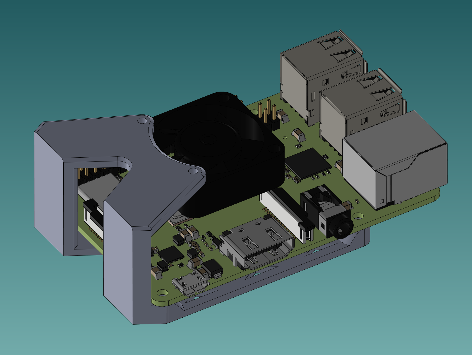 raspberry pi 3b 4 fan support by nyx nk 3d printer accessories supportless cooling raspberrypi raspberrypicase 3D print model - Mito3D