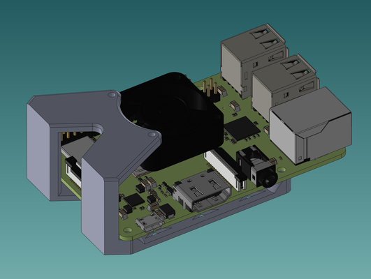 frambuesa pi 3b 4 ventilador apoyo by nyx nk 3d impresora accesorios indefenso enfriamiento raspberrypi 3d print model - Mito3D