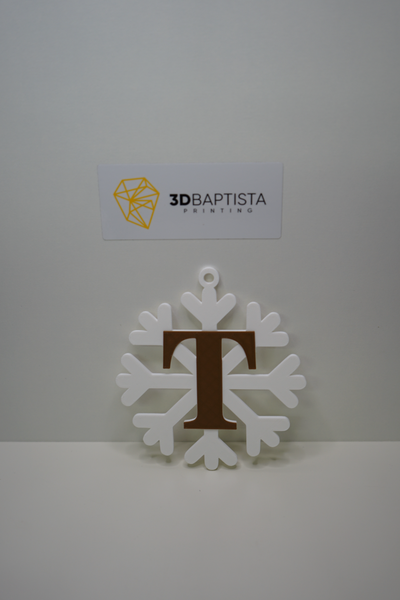 kar tanesi mektup t by 3d vaftizci baskı ev halkı dekor noel 3d print model - Mito3D