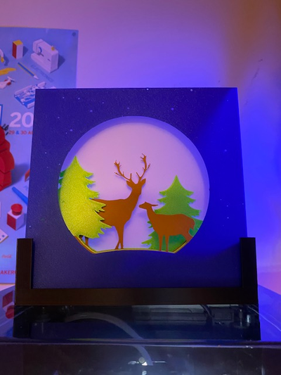 weihnachten hirsch landschaft schatten box by alt 3d haushalt feierlichkeiten 3d print model - Mito3D
