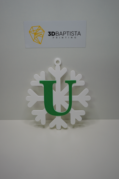 fiocco neve lettera u by 3d battista stampa domestico arredamento natale 3d print model - Mito3D