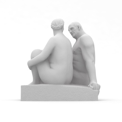 vigeland - elderly man smiling young woman 1920 by baablebrox art models frognerpark gustavvigeland norway oslo photogrammetry sculpture 3d print model - Mito3D