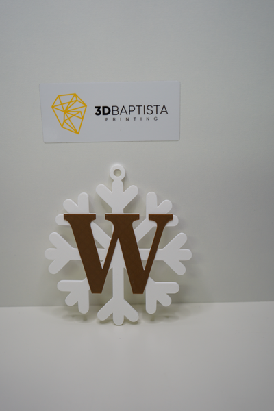 kar tanesi mektup w by 3d vaftizci baskı ev halkı dekor noel 3d print model - Mito3D