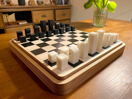 minimalist satranç adet by baablebrox oyuncaklar oyunlar yazı tahtası satranç taşları takımı 3d print model - Mito3D