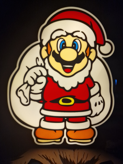 super mario christmas lightbox led lamp by nico91 art signs & logos christ christamast decorations nintendo light box boxes competition 3d print model - Mito3D