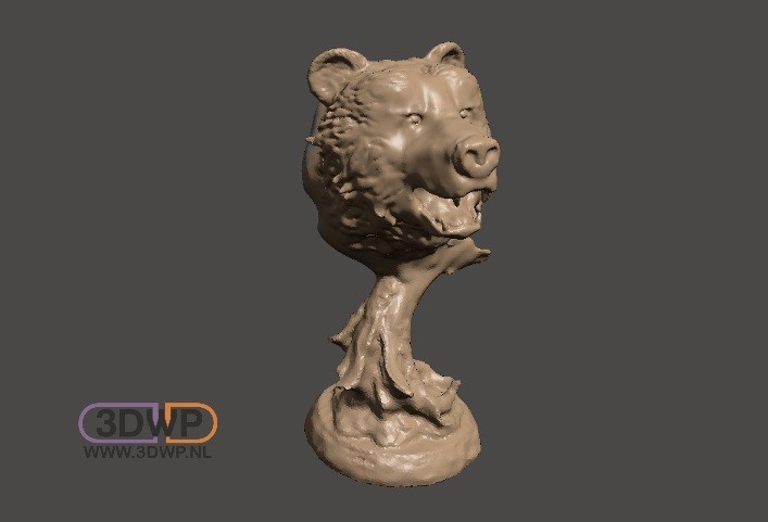 bär kopf on stand neu gemischt by 3dwp nl kunst skulpturen tier bärenkopf trophäe 3D print model - Mito3D