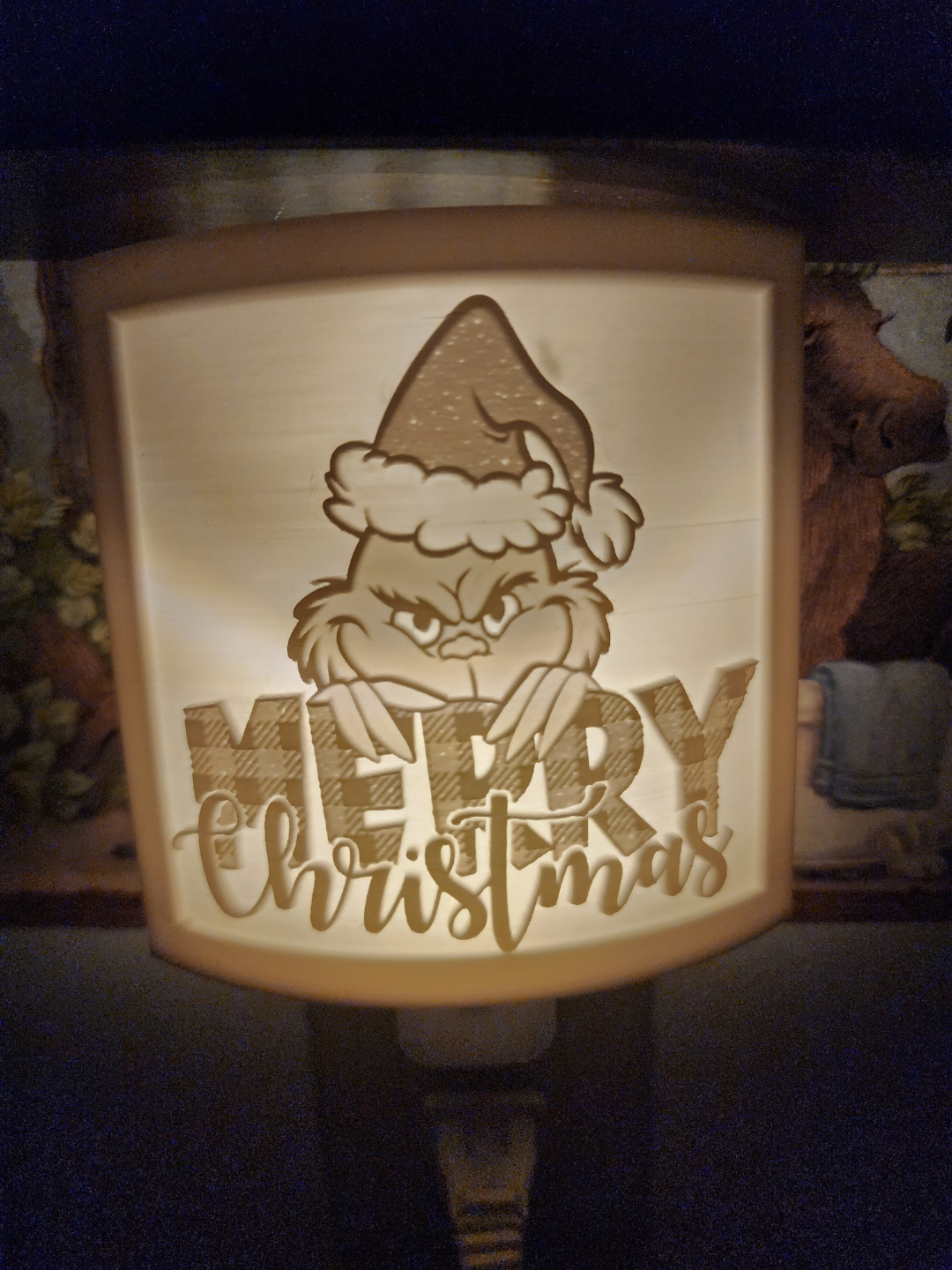 grinch litofania notte luce by immagine it domestico arredamento grinchmas natale vacanze lampada 3D print model - Mito3D