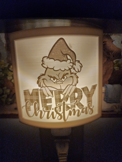 grinsch lithophan nacht licht by bild it haushalt dekor grinchmas weihnachten ferien lampe 3d print model - Mito3D