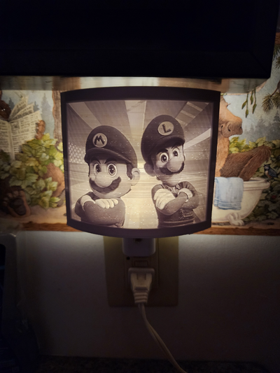 mario & luigi lithophane night light by picture it household decor super bros brothers nintendo gift 3d print model - Mito3D