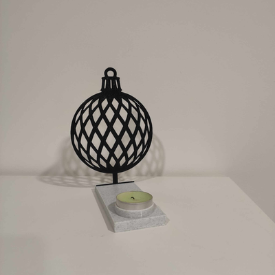 bougie chauffe plat titulaire soutien noël balle by satisfaits ménage décor décoration maison d'intérieur 2023 boule noel 3d print model - Mito3D