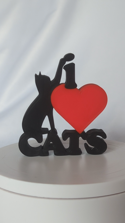 i amor gatos by rayraesart arte señales logos gato mamá gatito maullar decoración papá 3d print model - Mito3D