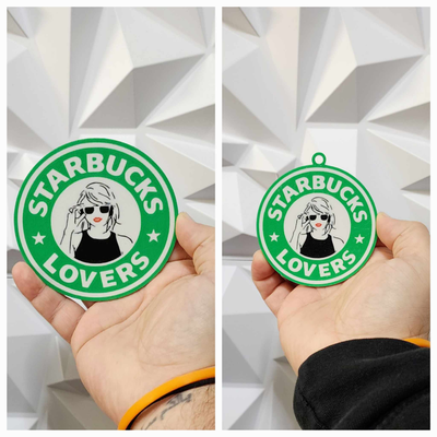 starbucks lovers coaster or ornament by williams industries art 2d taylor swift taylorswift water tea coffee beer christmas decor wall sign 3d 2023 holiday decoration decorations merry swifty parody 3d print model - Mito3D