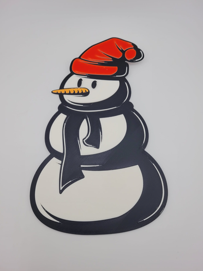 snowman 2d painted ready to print by iulian3d 3d printer accessories christmas party decoration face door corner accesories 2023 art p1p p1s x1c bambulabart 3d print model - Mito3D