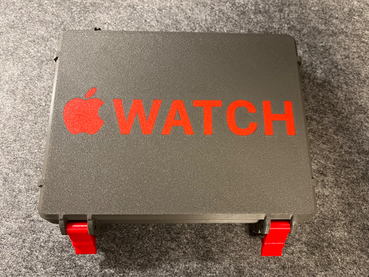 apple watch band box logo 20mm latch remixed by scubafan tools organizers 3d print model - Mito3D