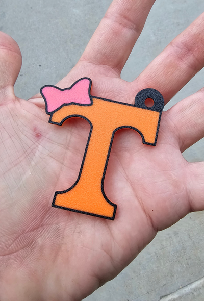 t-chain a bow by thamitchsta art signs & logos keychain tennessee key chain 3d print model - Mito3D