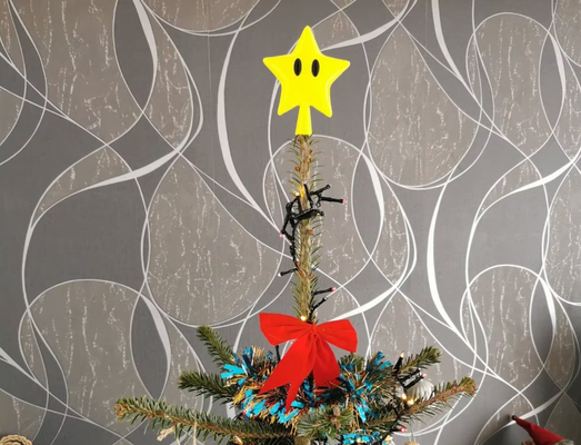 super mario star christmas tree topper by oldspice3d household festivities nintendo deccoration decoration noel sapin de etoile 3d print model - Mito3D