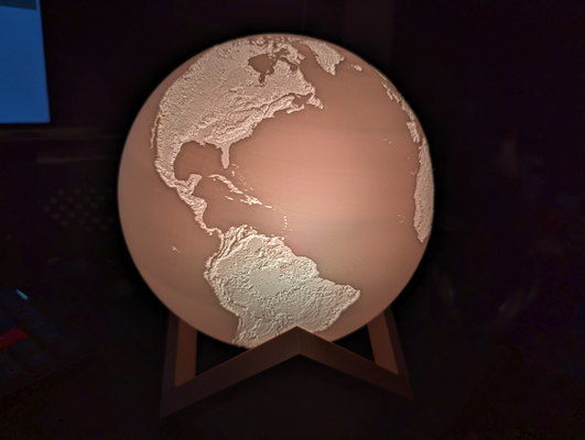 lithophane earth lamp remixed by topik at printhoodcz household decor litophane bulb moonlamp lightning nightlamp home decoration nasa astronomy atmospheric globe 3d print model - Mito3D