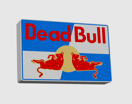 taureau mort boite lumière parodie redbull by carlson ménage maison modèles art bar boîte boites décor néon 3d print model - Mito3D