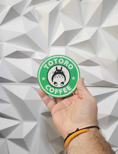 totoro coffee by williams industries art 2d anime coaster tea water drink beer studio ghibli decor decoration decorations 3d print model - Mito3D
