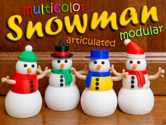 snowman modular 2023 by officina23 household festivities articulated multi color snow christmas winter decoration 3d print model - Mito3D