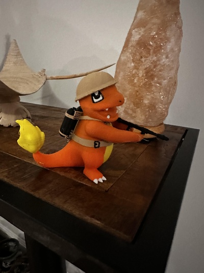 flame thrower charmander remixed by 1994df art sculptures pokemon military flamethrower 3d print model - Mito3D
