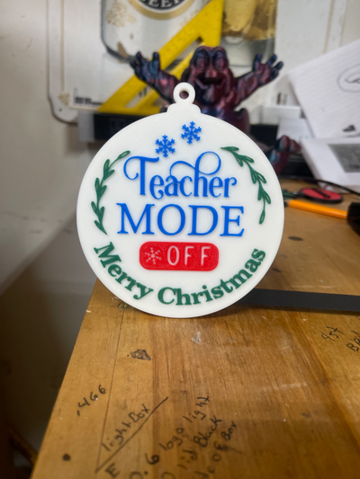 teacher mode christmas ornament by websters creations household decor holiday 3d print model - Mito3D