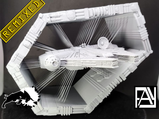 suspended millennium falcon remixed by fay3dlab miniatures millenium milleniumfalcon 3d print model - Mito3D