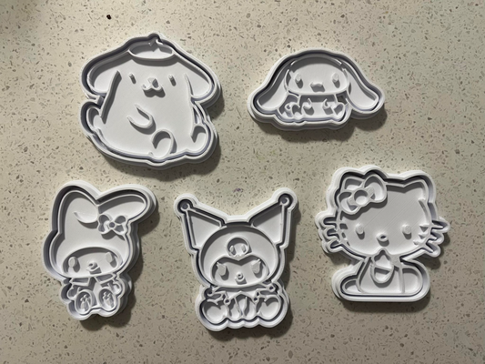 sanrio biscuit coupeurs timbres by haricot mangeant biscuits loisir diy coupeur debosser timbre minou cinnamoroll my mélodie pompomurine kuromi 3d print model - Mito3D