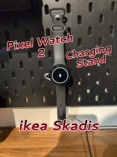 google pixel watch2 charging stand on ikea skadis by cobprintpixie tools organizers smartwatch station wall-mounted watch 2 clock 3d print model - Mito3D