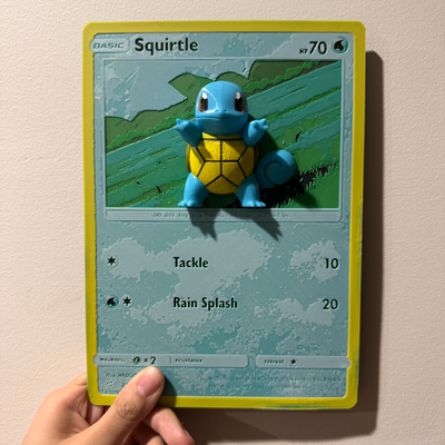 oversized squirtle pokemon card - hueforge hybrid remixed by cyanidesugar art models printa wall decor 3d print model - Mito3D