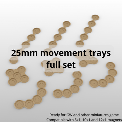 25mm bases movement tray miniature games by howell toys & board wargame wargames wargameminiature miniaturegaming warhammer 40k age of sigmar trays 3d print model - Mito3D