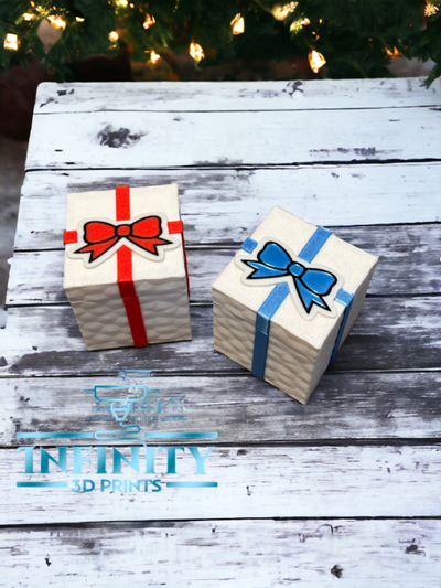 gift box bow -two versions- card by infinity 3d prints tools organizers paper christmas small surprise giftbox fast easy 1 ams 3d print model - Mito3D