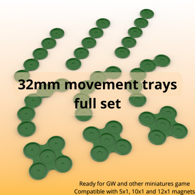 32mm bases movement trays miniature games by howell toys & board wargame wargames wargameminiature warhammer miniaturegaming 40k age of sigmar 3d print model - Mito3D