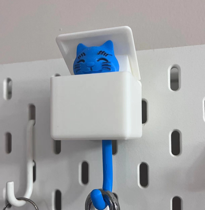 cute cat key holder ikea skadis remixed by mushroomlsk tools organizers 3d print model - Mito3D